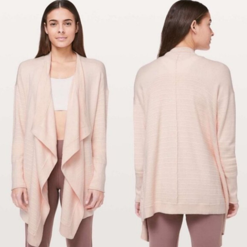Lululemon Silk Blend Pink Knit Wrap Sweater Find Calm Size 8Luxuriously Soft